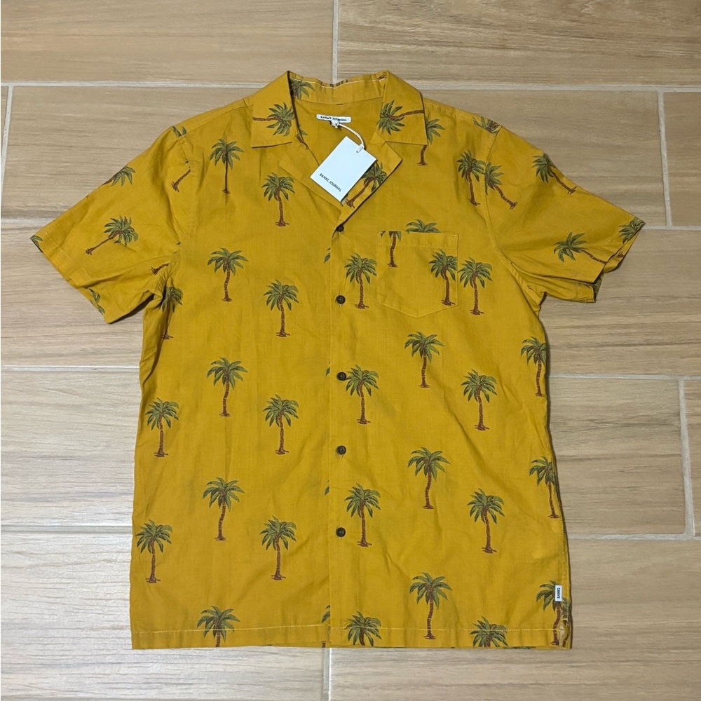 Banks Journal Yellow Palm Tree Print Men's Shirt
